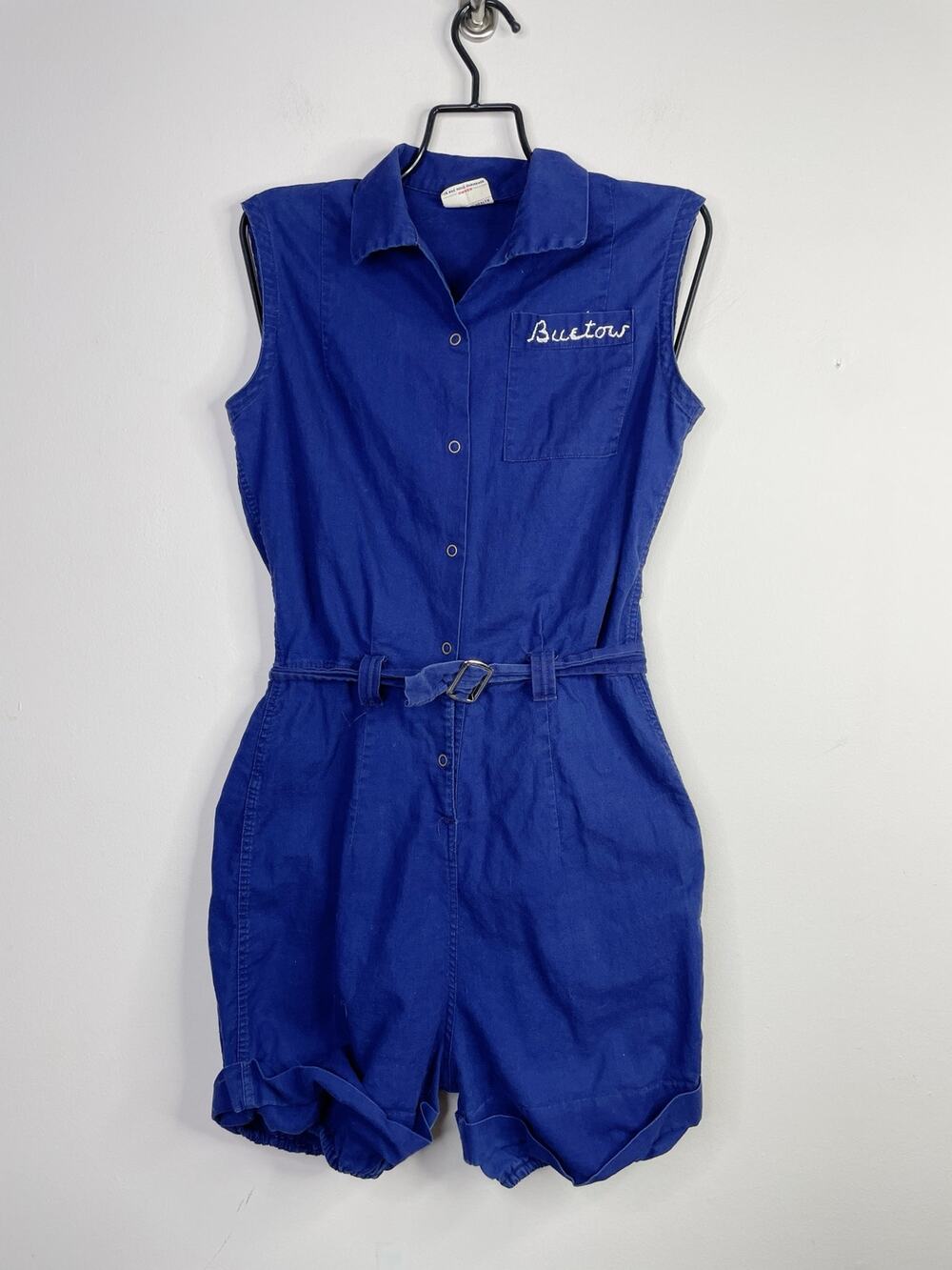 Vintage Moore Sanforized Cotton Gym Class Belted Shorts Romper One Piece womens